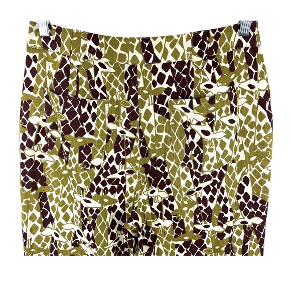 ModCloth Wide Leg Pants LARGE Giraffe Print Linen Blend Brown Green Safari - Picture 7 of 11